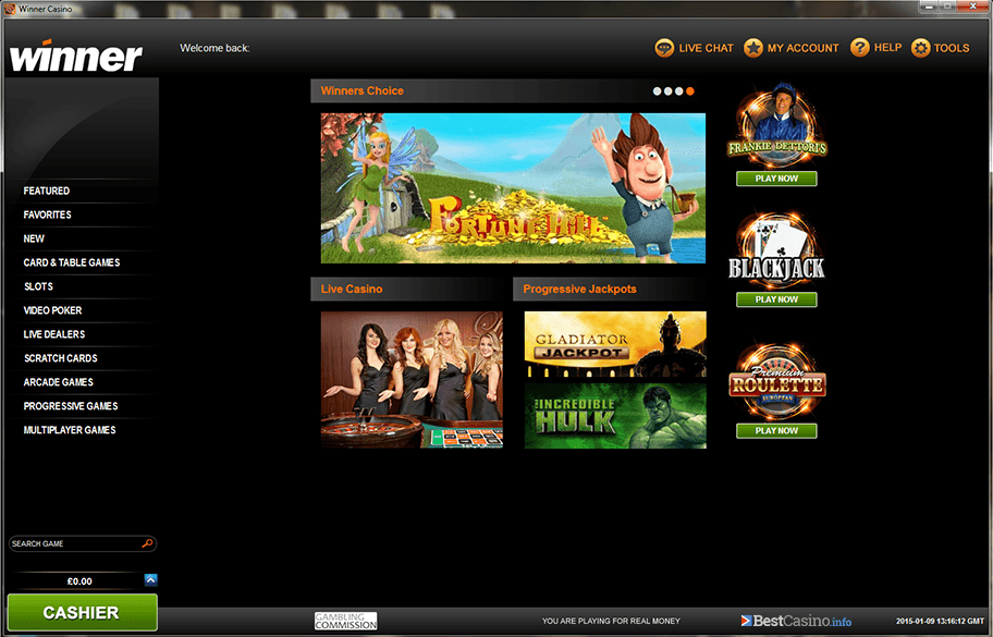 The excellent choice of games at Winner Casino