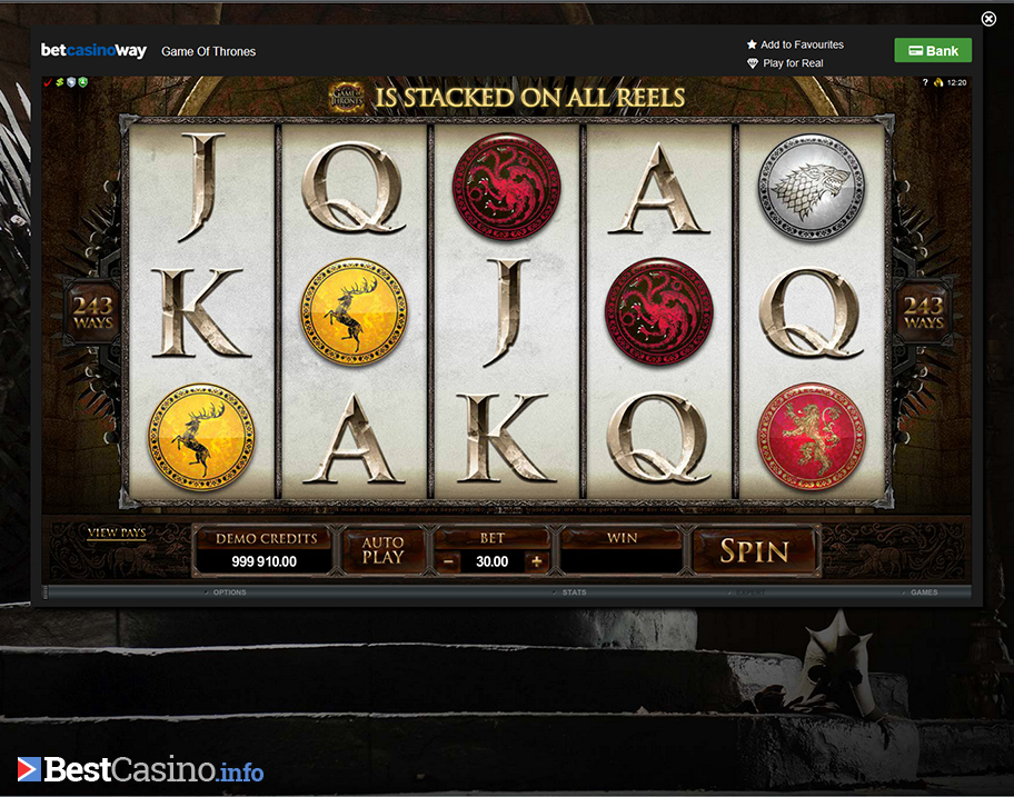 The new slot game offered at Betway: Game of Thrones