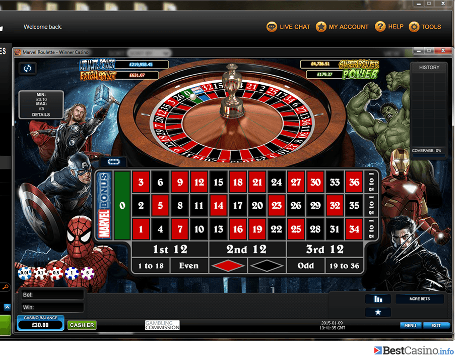 Marvel Roulette at Winner Casino: a great favourite of players