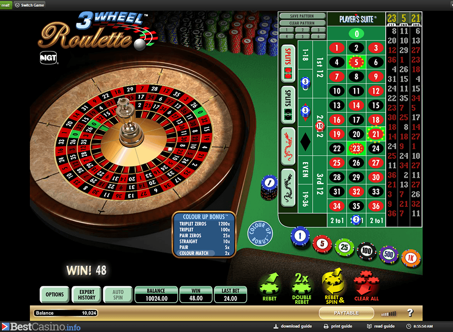 Three-wheel roulette game at NetBet