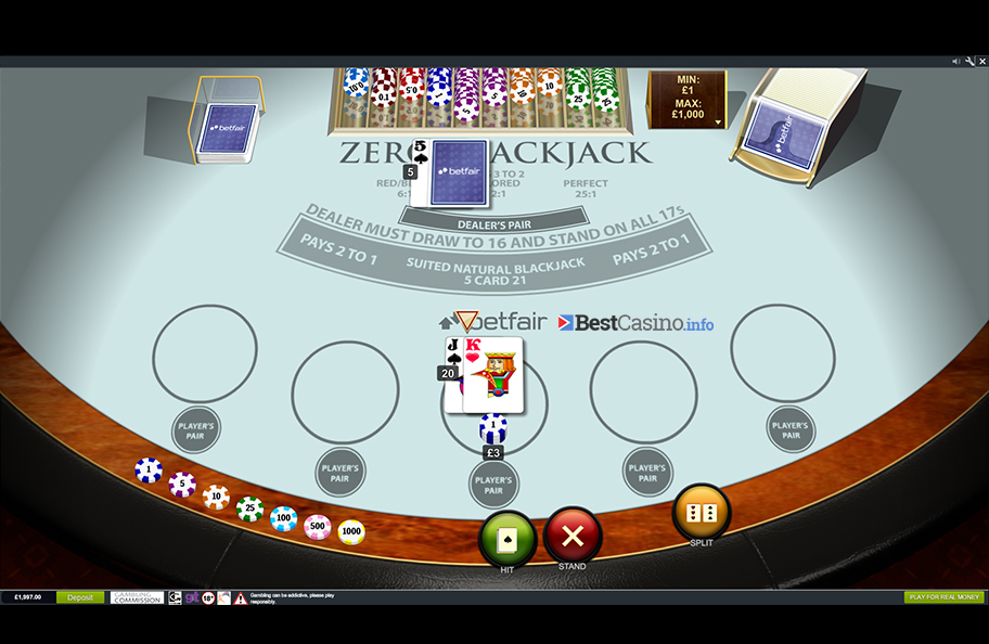 A game of Zero Blackjack with no house edge